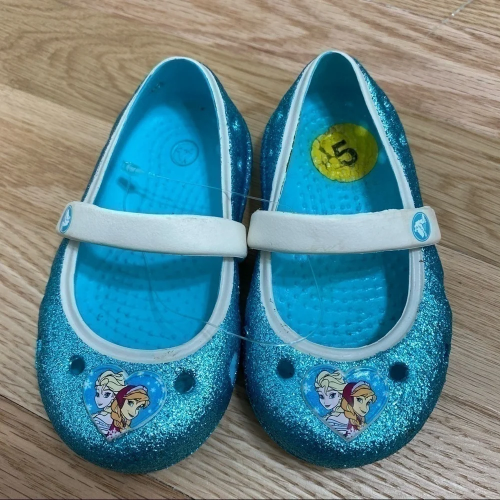 Crocs Frozen Mary Jane Flats Sandals Sz 5 Disney